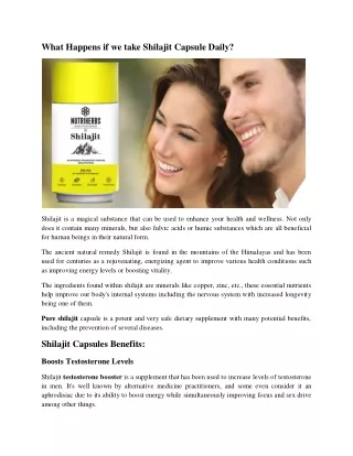 what happens if we take shilajit capsule daily