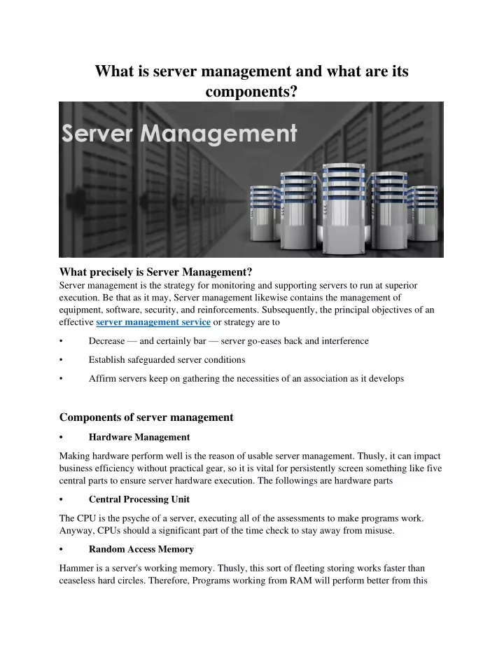 what is server management and what