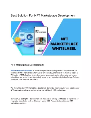 Best Solution For NFT Marketplace Development