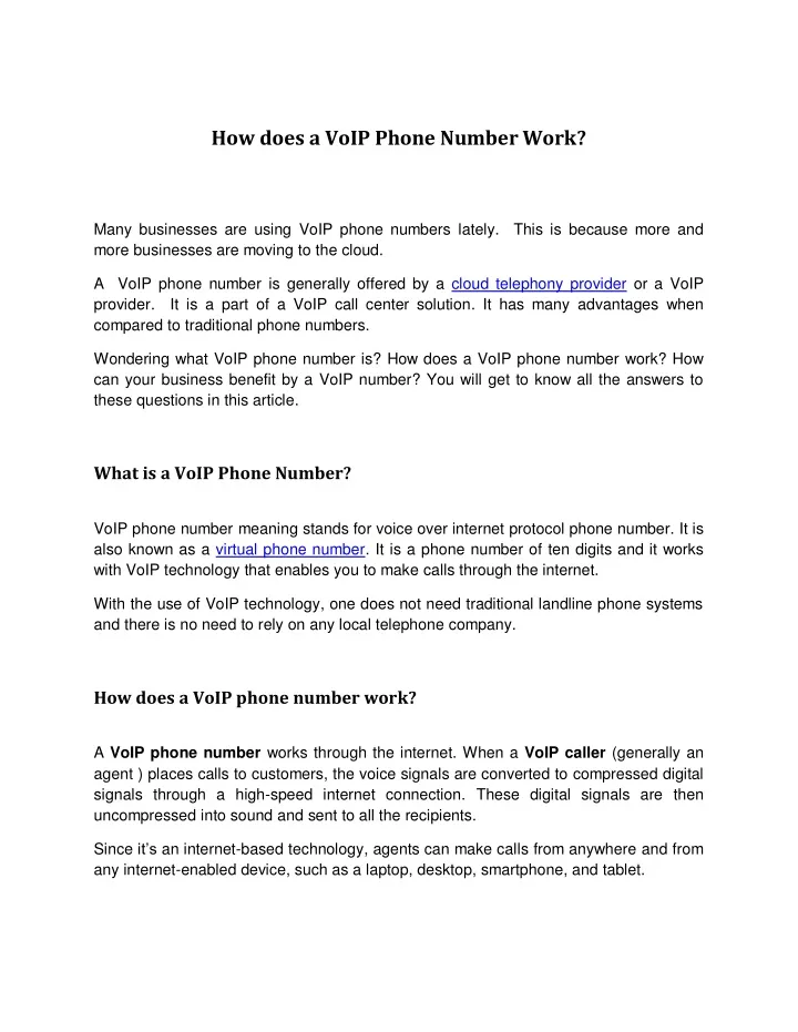 PPT How does a VoIP Phone Number Work? PowerPoint Presentation, free download ID11350273