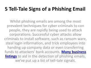 5 tell tale signs of a phishing email
