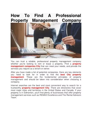 how to find a professional property management