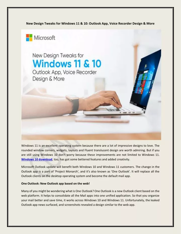 new design tweaks for windows 11 10 outlook