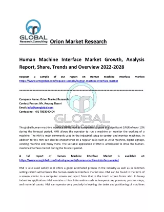 Human Machine Interface Market Trends, Industry Analysis and Forecast 2022-2028