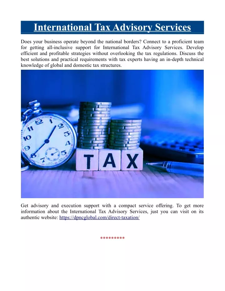 international tax advisory services