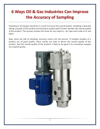 6 Ways Oil & Gas Industries Can Improve the Accuracy of Sampling