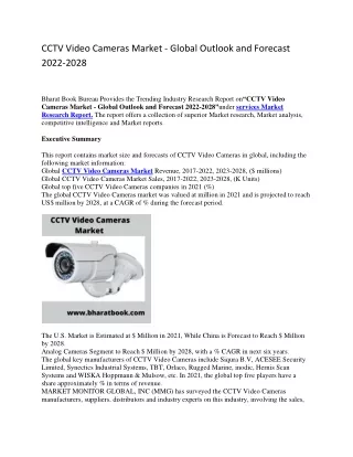 cctv video cameras market global outlook