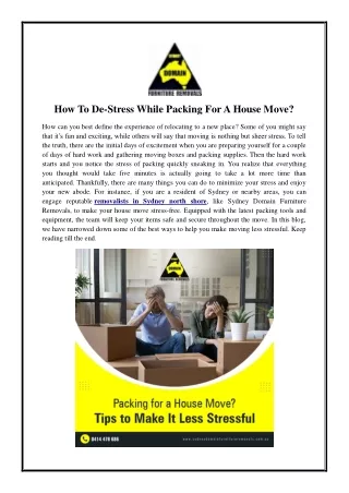 how to de stress while packing for a house move