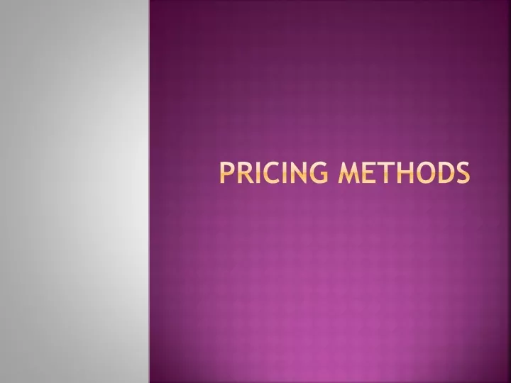 pricing methods