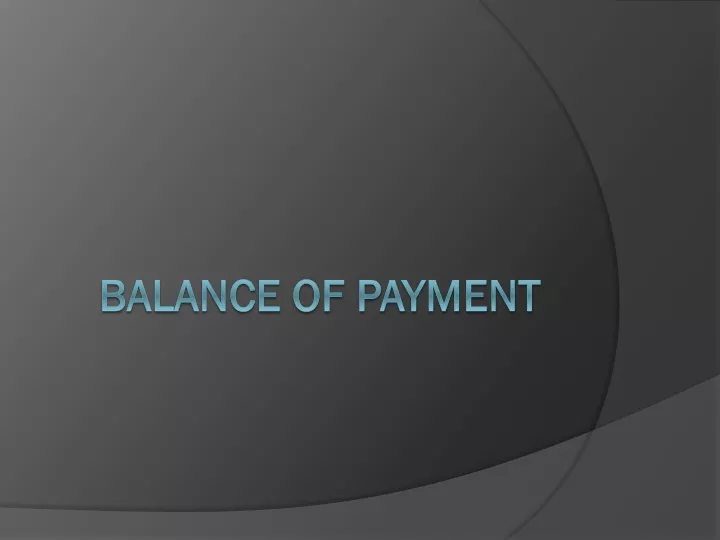 balance of payment