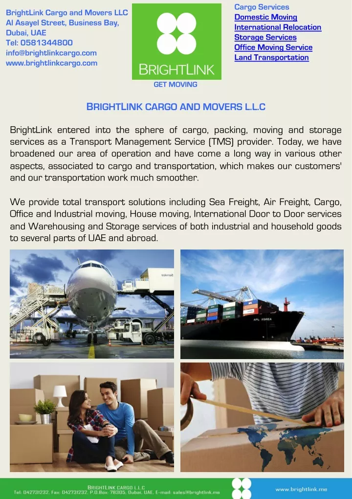 cargo services domestic moving international