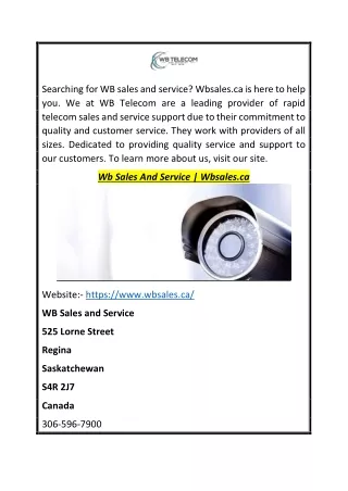 Wb Sales And Service | Wbsales.ca