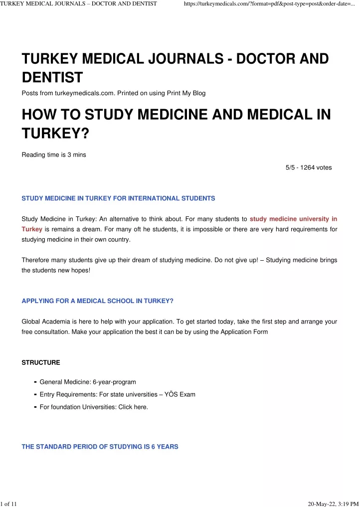 turkey medical journals doctor and dentist