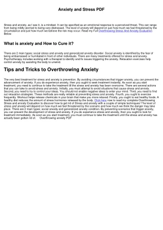Overthrowing anxiety Reviews