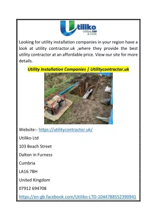 Utility Installation Companies | Utilitycontractor.uk