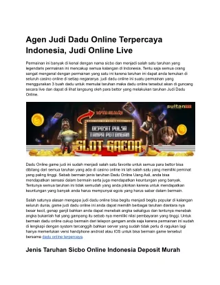 Agen Judi Dadu Online Terpercaya Indonesia, Judi Online Live