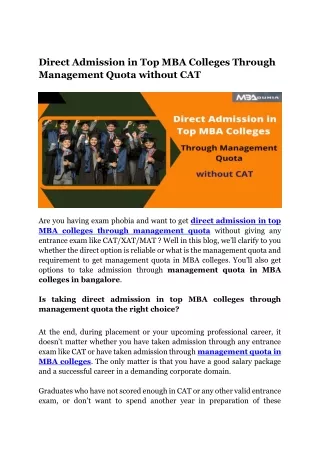management quota in MBA  colleges in bangalore