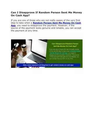 can i disapprove if random person sent me money