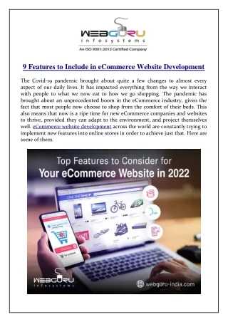 9 features to include in ecommerce website