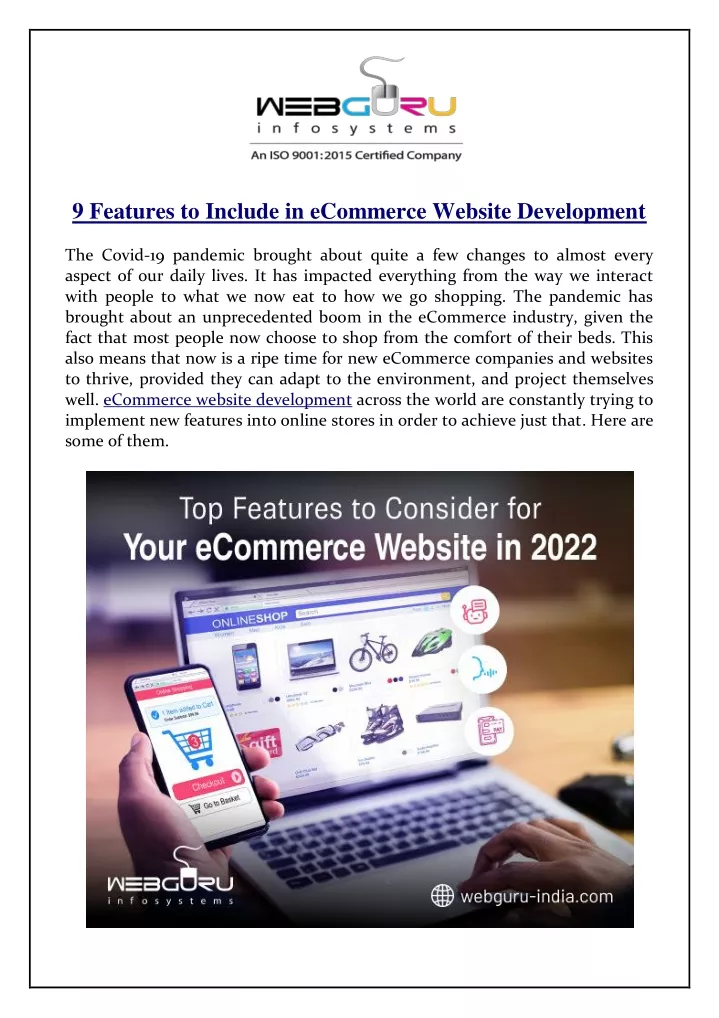 9 features to include in ecommerce website