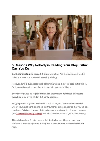 5 Reasons Why Nobody is Reading Your Blog