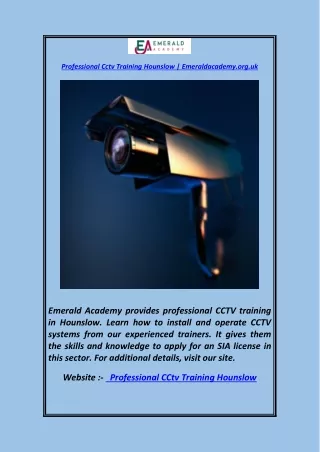 Professional Cctv Training Hounslow  Emeraldacademy.org.uk