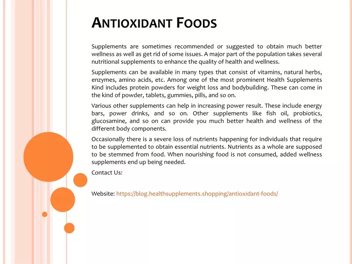 antioxidant foods