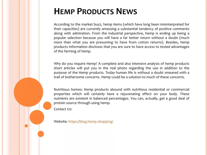 hemp products news