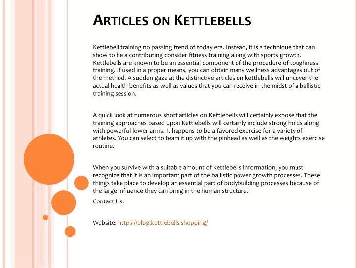 articles on kettlebells