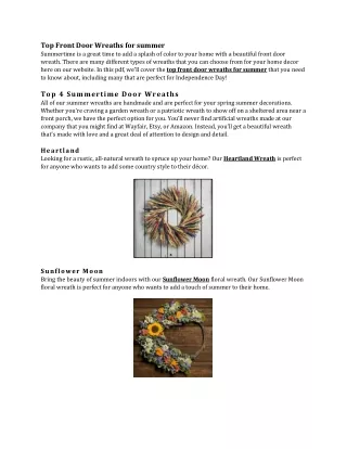 Top 4 Ideas For Front Door Wreaths for summer