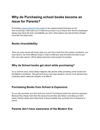 Why do Purchasing school books become an issue for Parents?