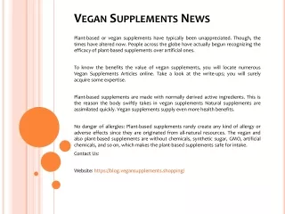 vegan supplements news