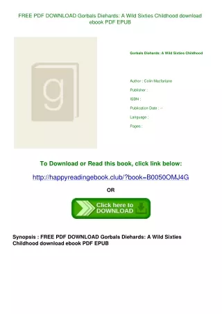FREE PDF DOWNLOAD Gorbals Diehards A Wild Sixties Childhood download ebook PDF E