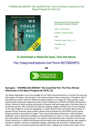 ^DOWNLOAD EBOOK^ We Could Not Fail The First African Americans in the Space Prog