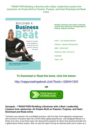 !^READ*PDF$ Building a Business with a Beat Leadership Lessons from Jazzercise--