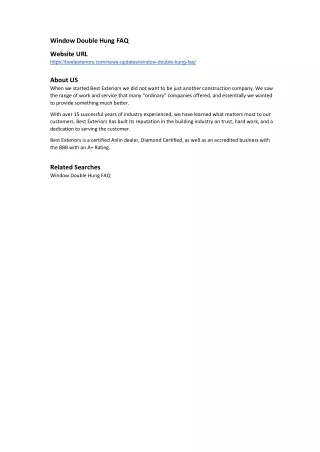 Window Double Hung FAQ