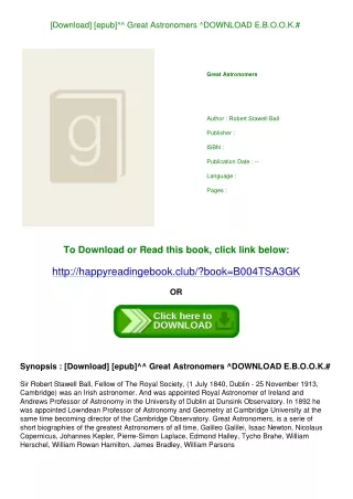 [Download] [epub]^^ Great Astronomers ^DOWNLOAD E.B.O.O.K.#