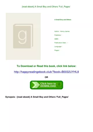 [read ebook] A Small Boy and Others 'Full_Pages'
