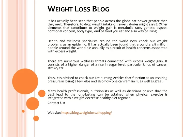 weight loss blog