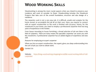 wood working skills