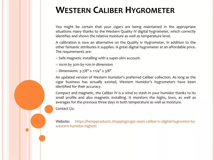 western caliber hygrometer