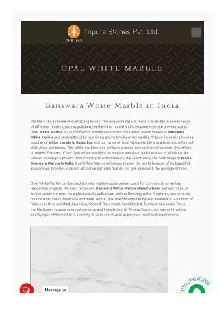 white marble in rajasthan- White marble- Tripura Stones