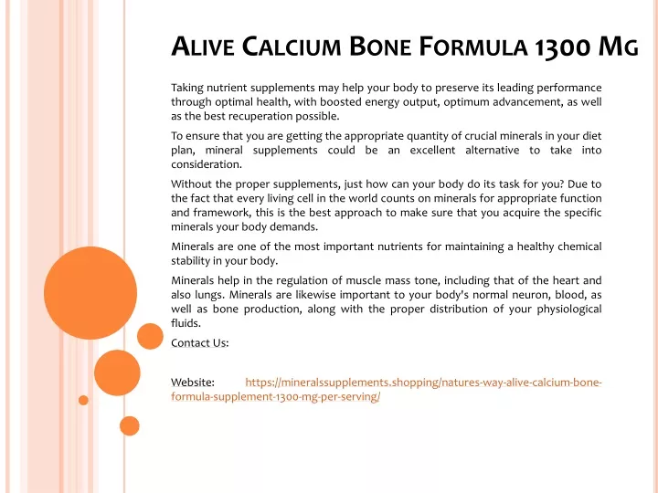 alive calcium bone formula 1300 mg