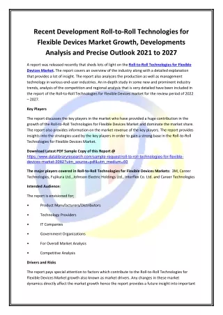 recent development roll to roll technologies