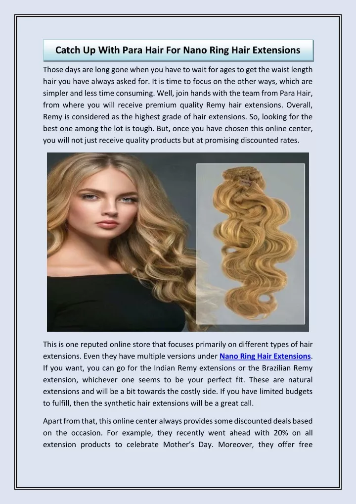 catch up with para hair for nano ring hair