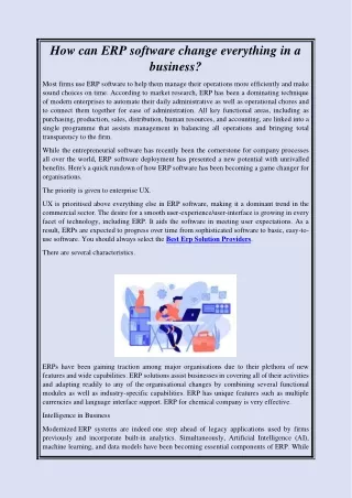 How can ERP software change everything in a business