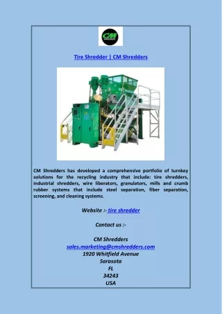 tire shredder cm shredders