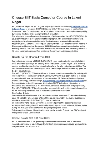 choose biit basic computer course in laxmi nagar