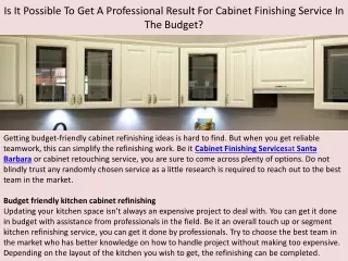 is it possible to get a professional result for cabinet finishing service in the budget