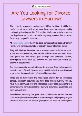 Divorce Lawyer in HA2 | Divorce Solicitors Harrow